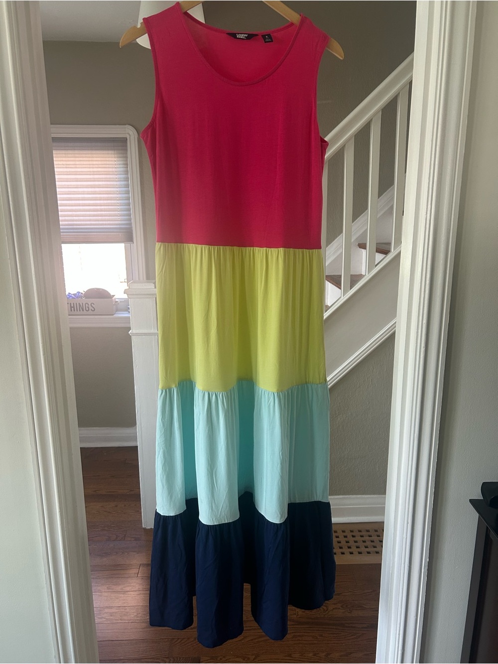 NWOT Colourblock Tiered Maxi Dress Lands End Size S (fits lager)